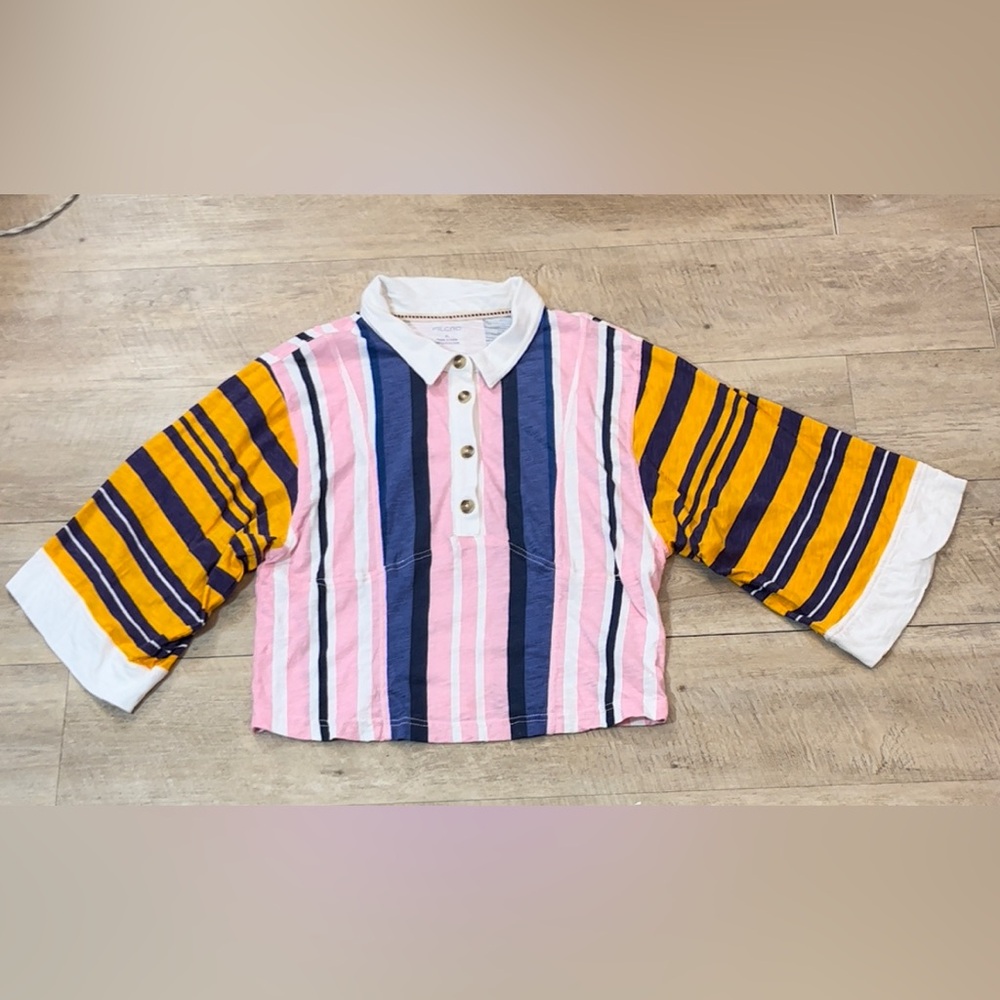Anthropologie Pilcro Women’s Rugby Polo Wide 3/4 Sleeves Top Size XL - Picture 5 of 10